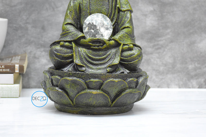 Table Top Buddha Water Fountain  : 28 CM, Green Touch