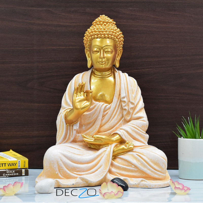 Serene Blessing Large Buddha Statue : Golden - Deczo