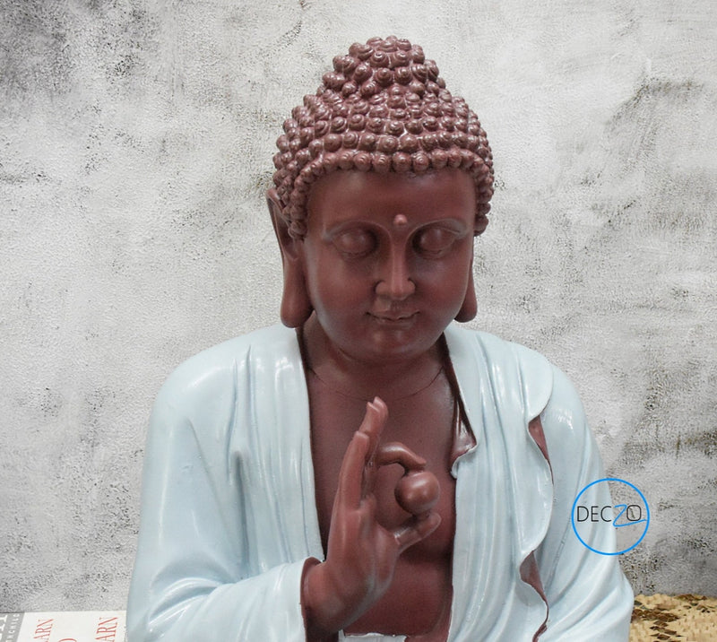 2 Feet Blessing Buddha Idol with Lucky Ball: Brown, Ice color