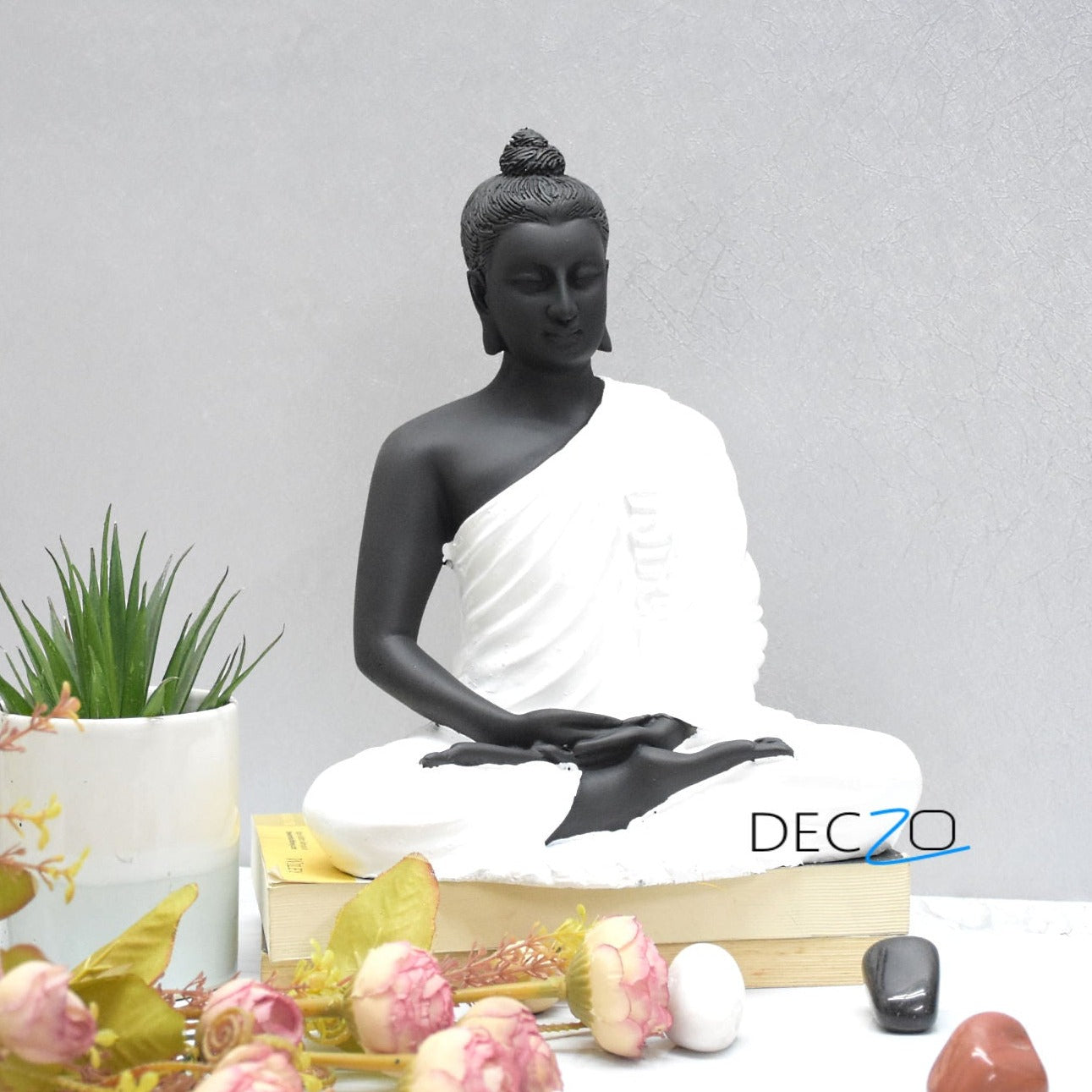 Gracious Yogi Sitting Buddha :  White-Black - Deczo
