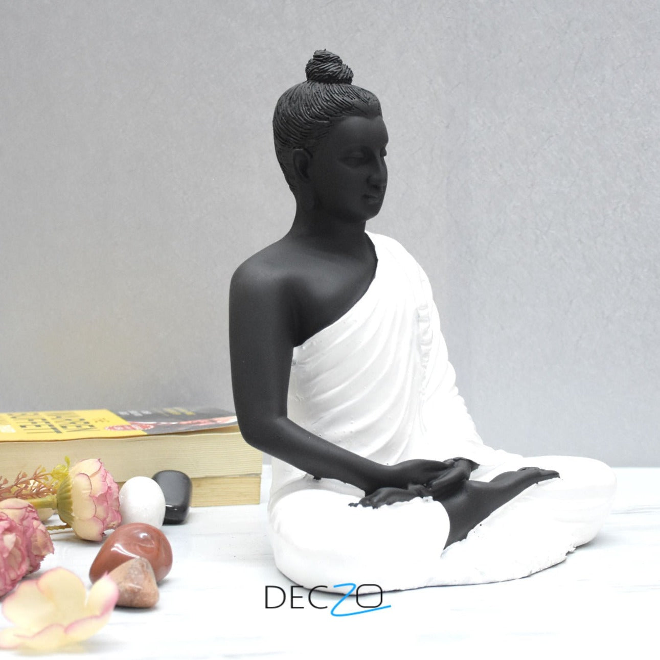 Gracious Yogi Sitting Buddha :  White-Black - Deczo