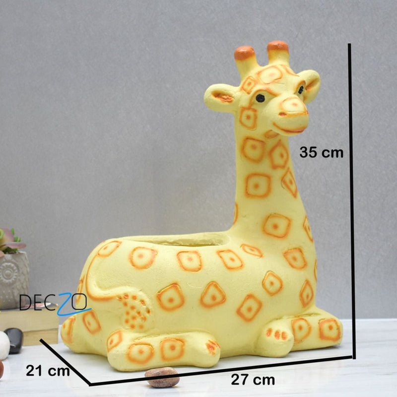 Large Sitting Giraffe Planter Pot - Deczo