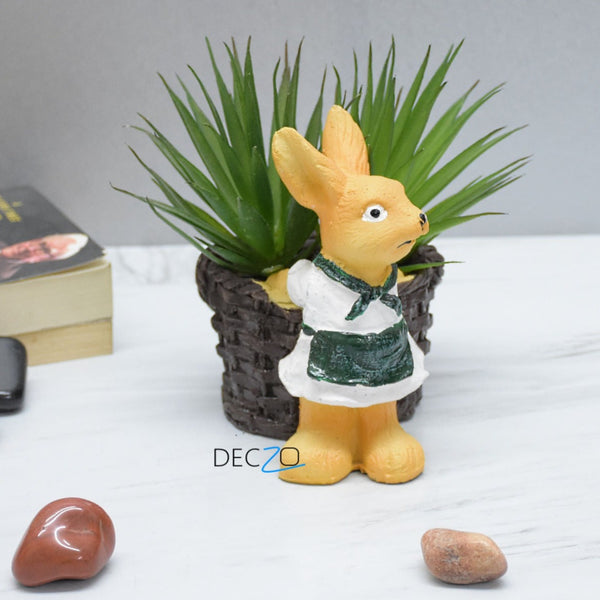 Female Rabbit Holding Basket Planter Pot - Deczo