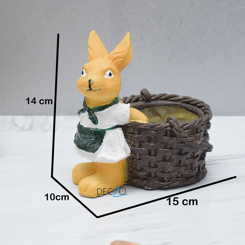 Female Rabbit Holding Basket Planter Pot - Deczo