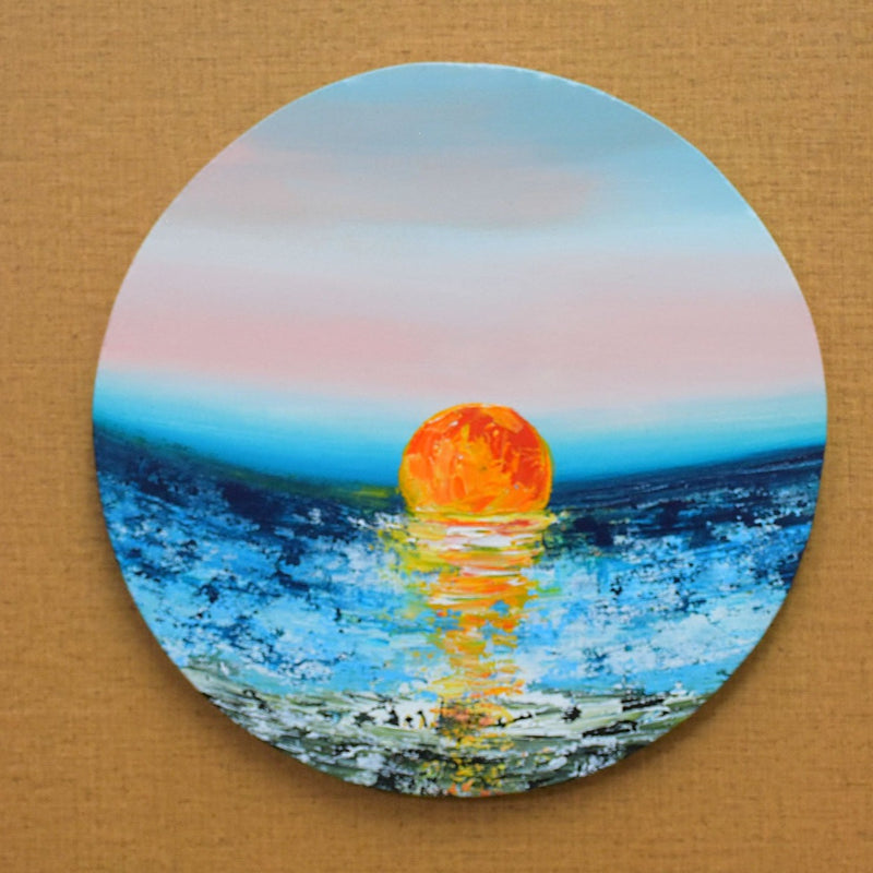 Morning, Acrylic on Canvas, Handmade, Round Wall Painting - Deczo