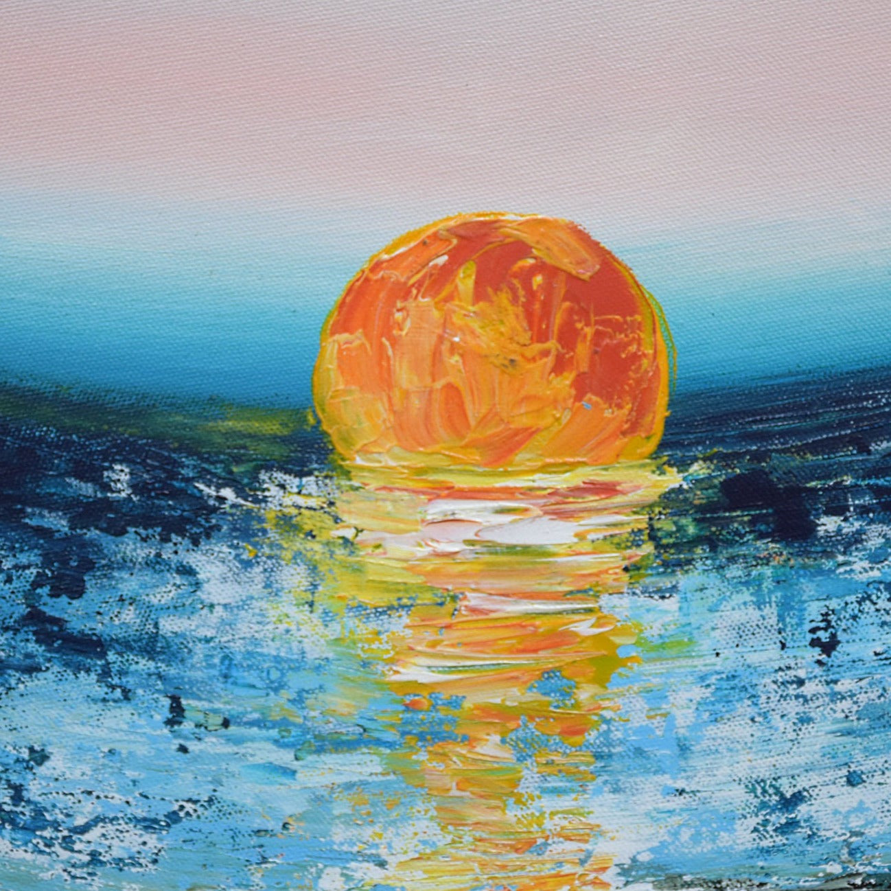 Morning, Acrylic on Canvas, Handmade, Round Wall Painting - Deczo