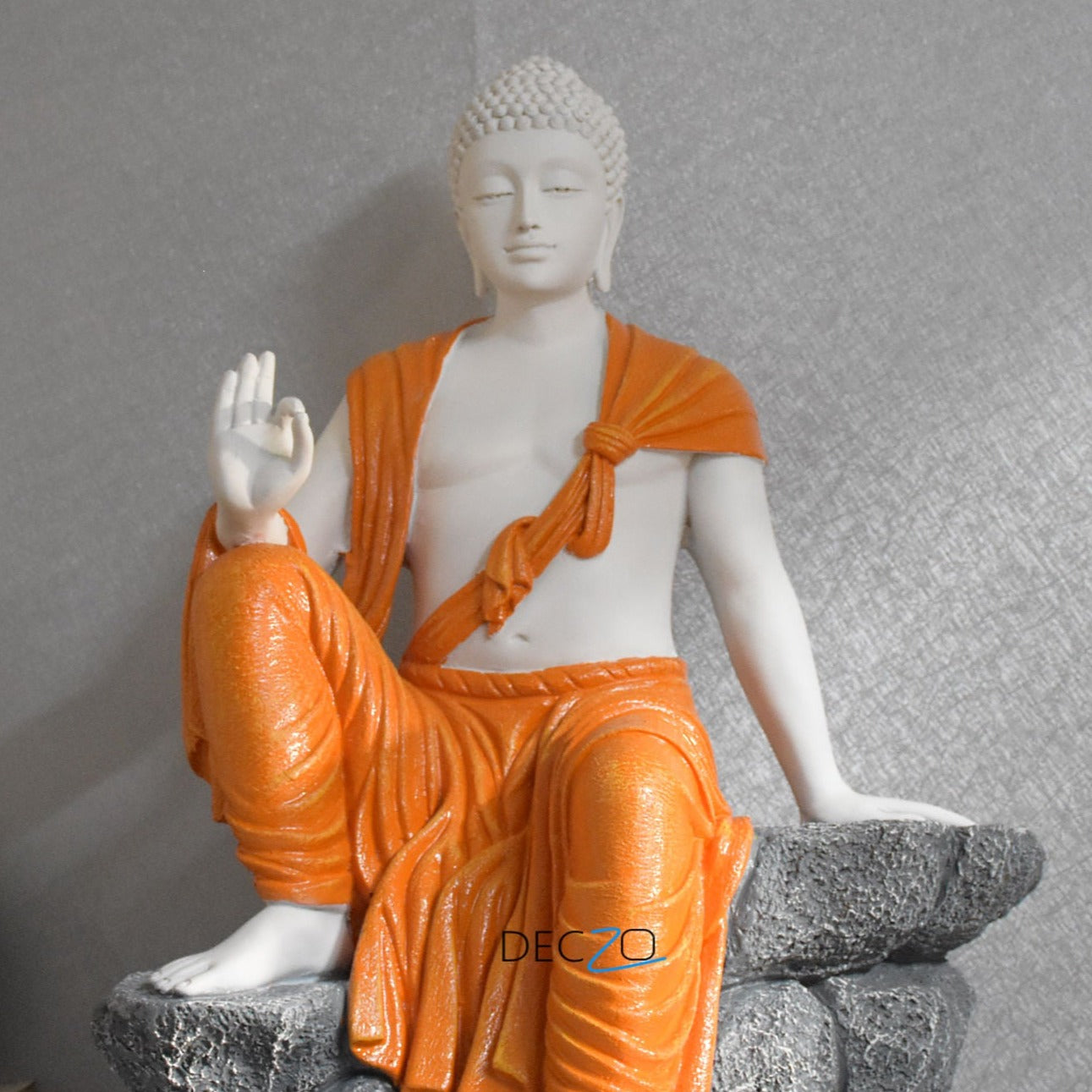 2.4 Feet Blessing Buddha Resting on Mountain – Orange White - Deczo