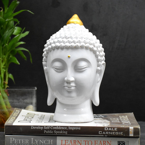 Moksha Buddha Head for Meditation ,Gift, Decor (18.5x11.5x11.5 CM) (White)