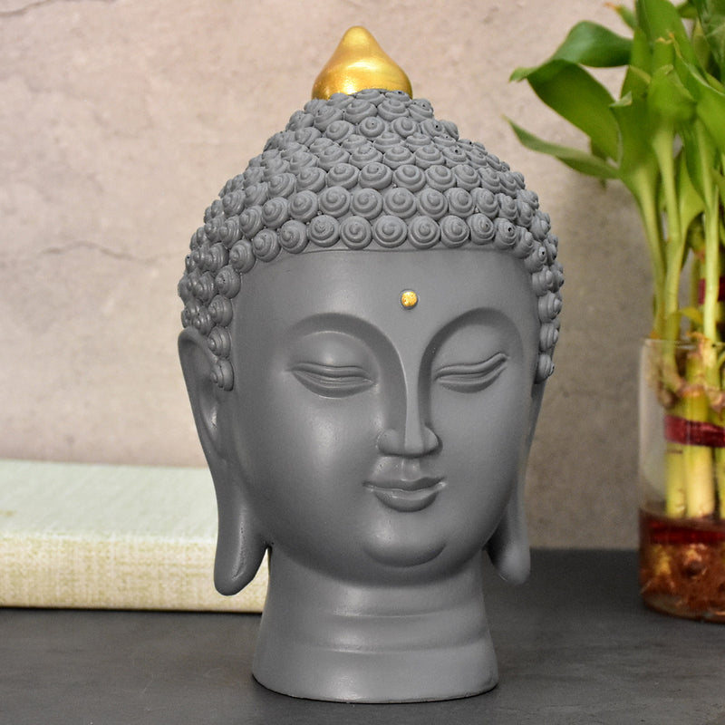 Moksha Buddha Head for Meditation ,Gift, Decor (Grey)