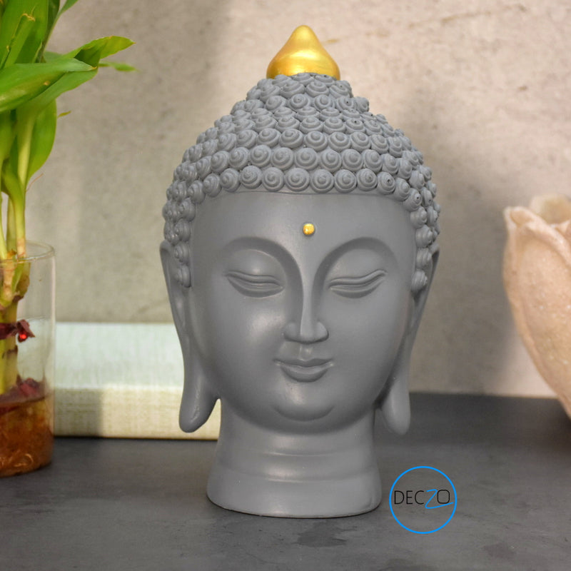 Moksha Buddha Head for Meditation ,Gift, Decor (Grey)