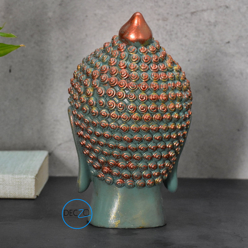 Moksha Buddha Head for Meditation ,Gift, Decor (Rustic Golden)