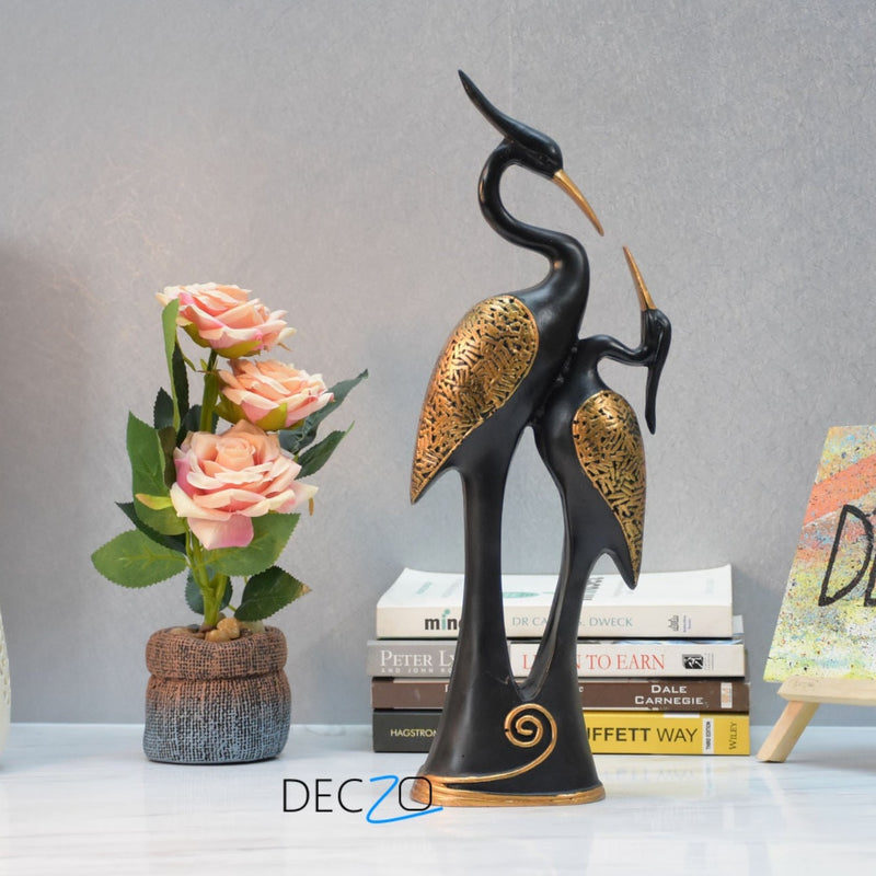 Kissing Pair of Swan Showpiece : Black - Deczo