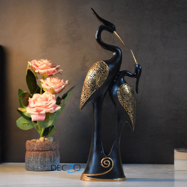 Kissing Pair of Swan Showpiece : Black - Deczo