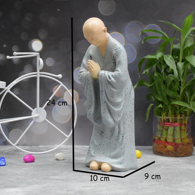 Zen Monk Statue for Decorations Creative Home Accessories Study Desktop Living Room Office (Grey)