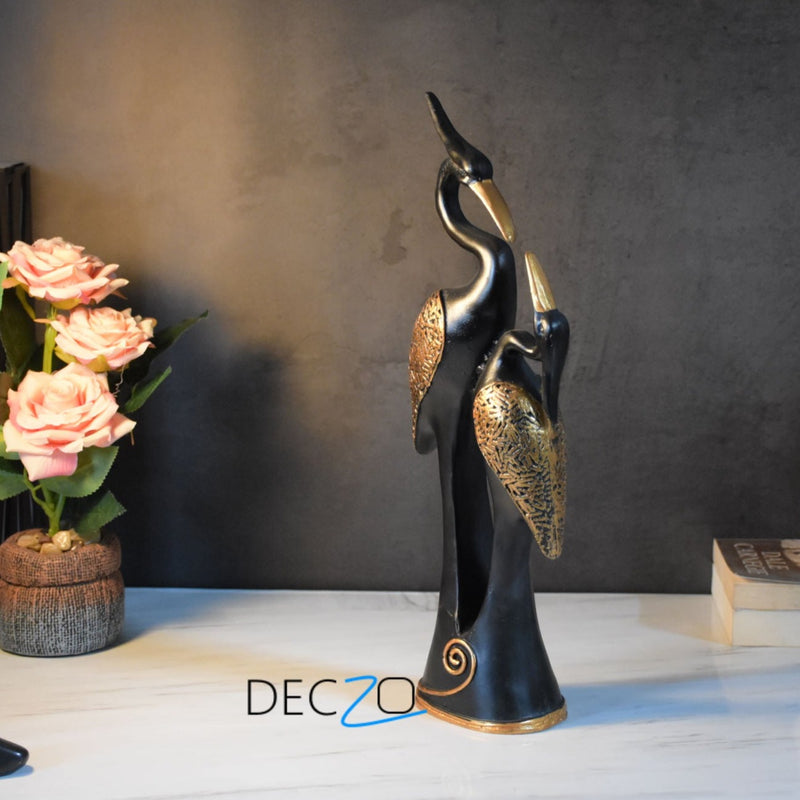 Kissing Pair of Swan Showpiece : Black - Deczo