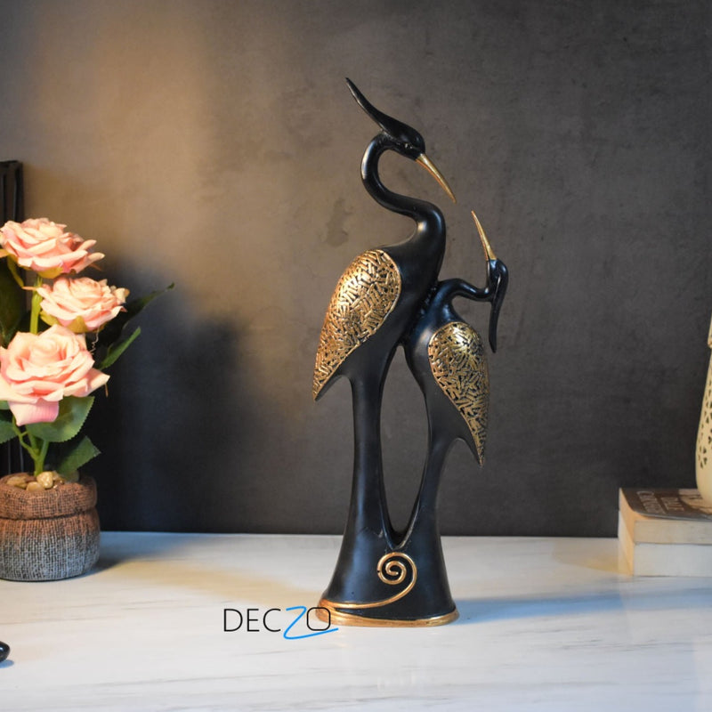 Kissing Pair of Swan Showpiece : Black - Deczo