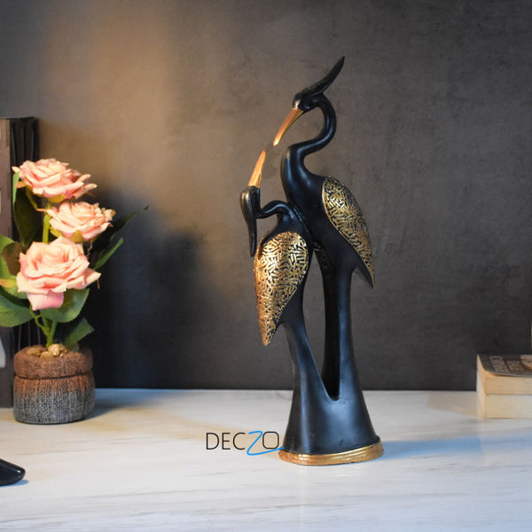 Kissing Pair of Swan Showpiece : Black - Deczo