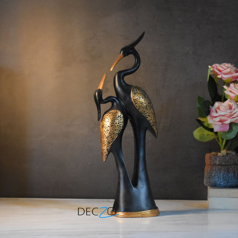 Kissing Pair of Swan Showpiece : Black - Deczo