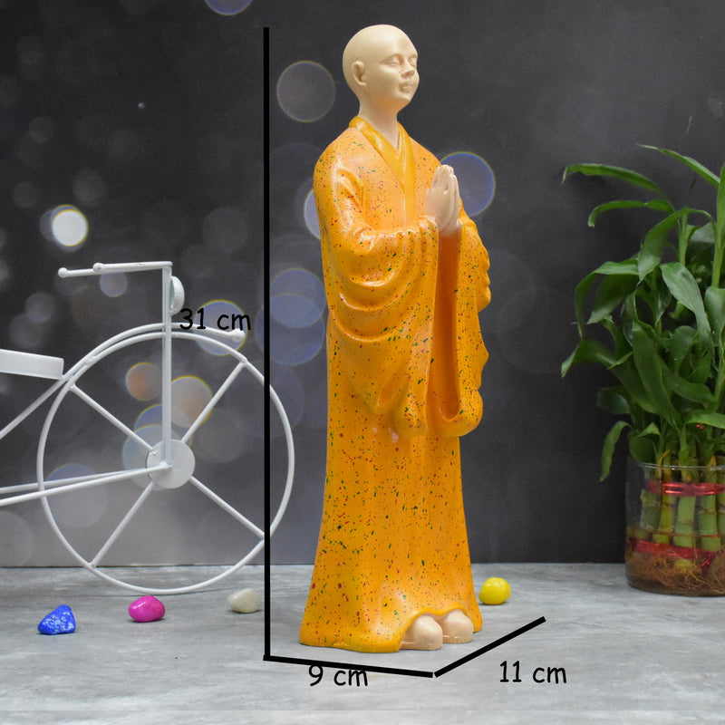 Zen Monk Statue for Decorations Creative Home Accessories Study Desktop Living Room Office (Orange)