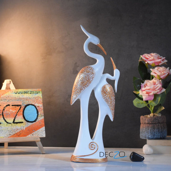 Kissing Pair of Swan Showpiece : White - Deczo