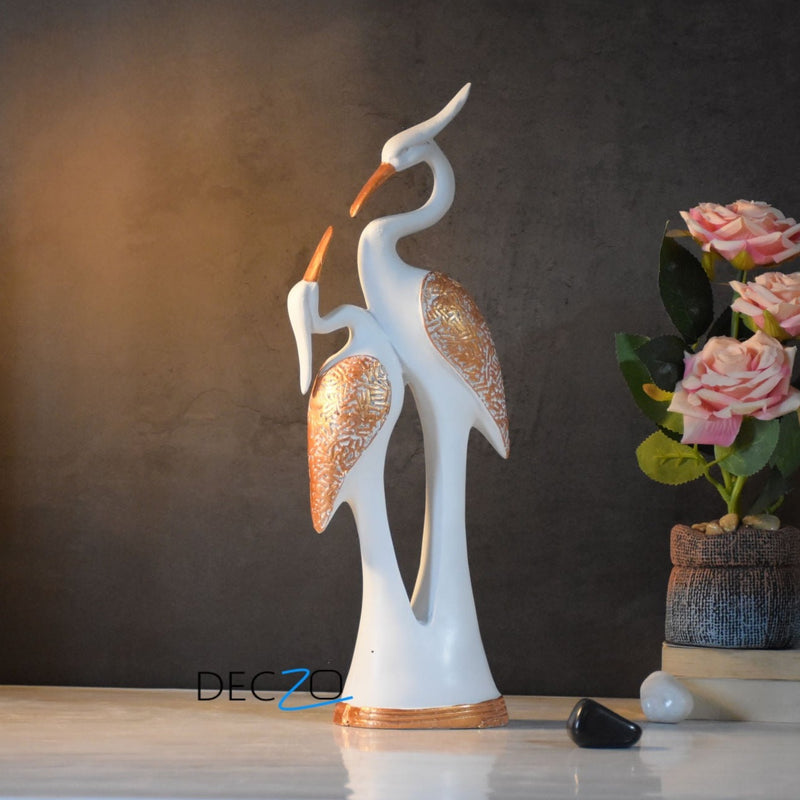 Kissing Pair of Swan Showpiece : White - Deczo