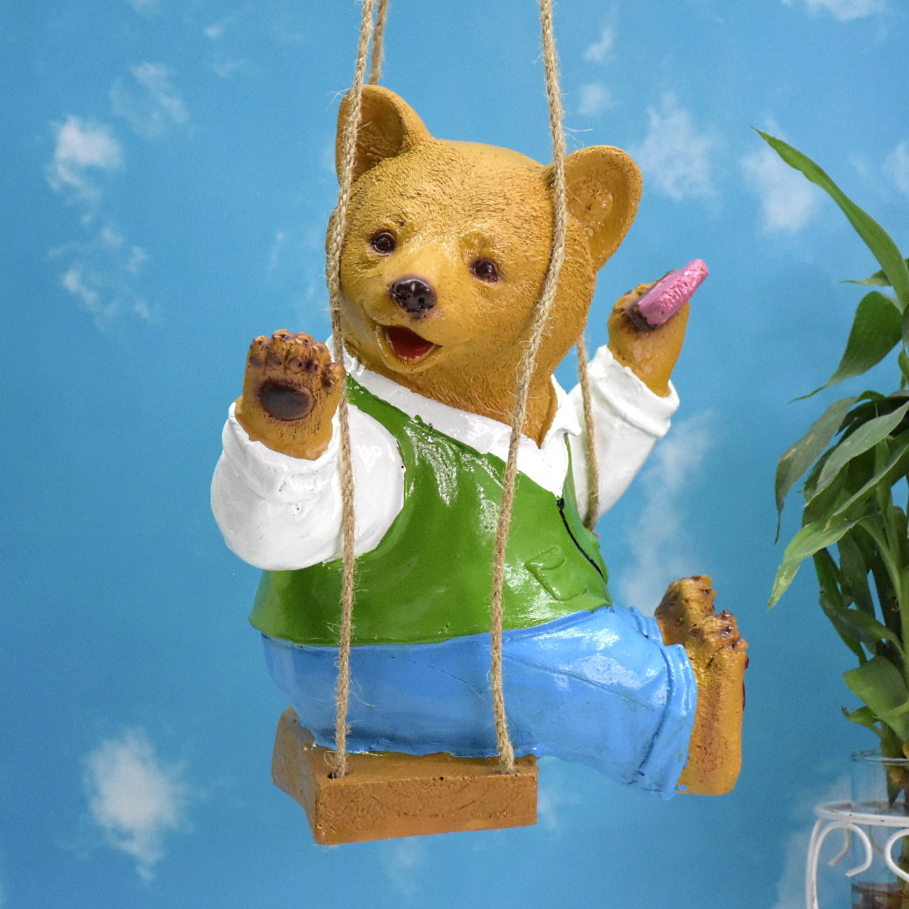 Hanging  Bear Eating Ice cream  Garden Decor