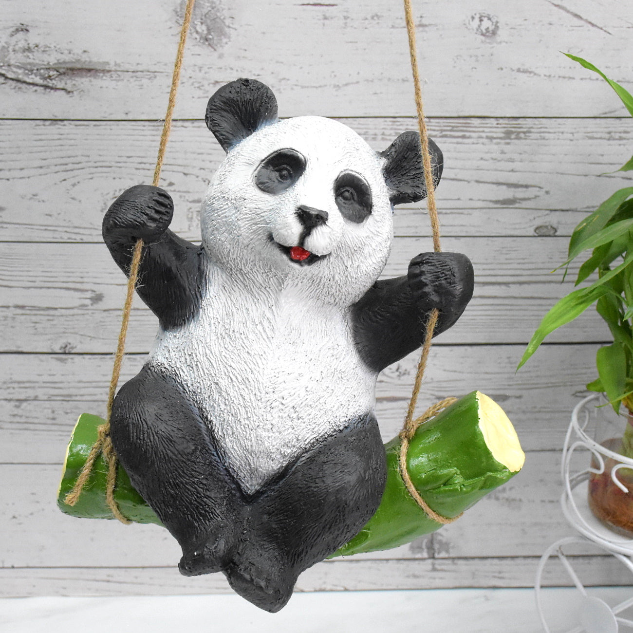 Panda Sitting on Bamboo Hanging Garden Decor