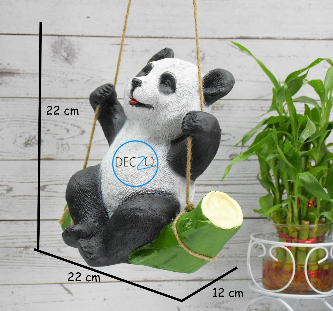 Panda Sitting on Bamboo Hanging Garden Decor