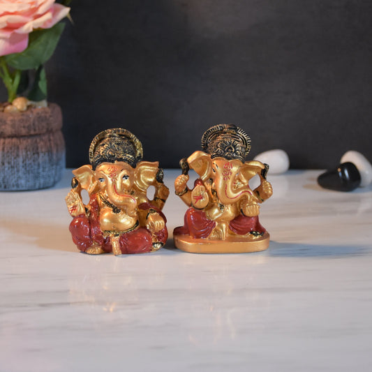 Mini Golden Ganesha Figurine - Set of 2 - Deczo