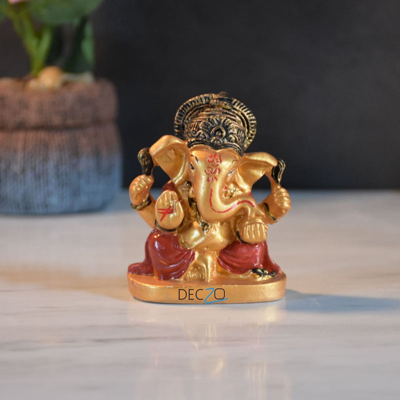 Mini Golden Ganesha Figurine - Set of 2 - Deczo