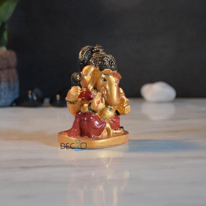 Mini Golden Ganesha Figurine - With Base - Deczo