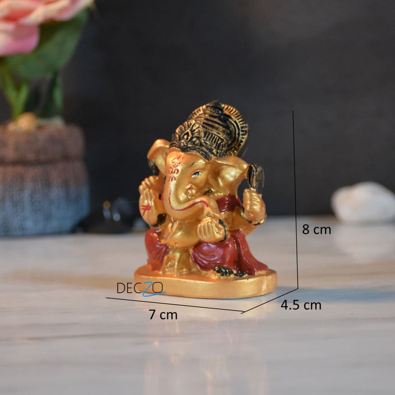 Mini Golden Ganesha Figurine - With Base - Deczo
