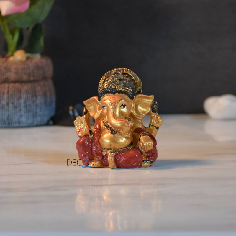 Mini Golden Ganesha Figurine - Set of 2 - Deczo
