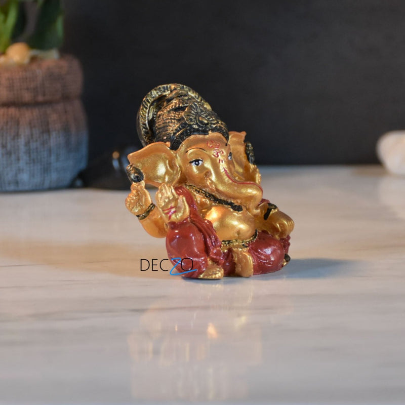 Mini Golden Ganesha Figurine - Set of 2 - Deczo