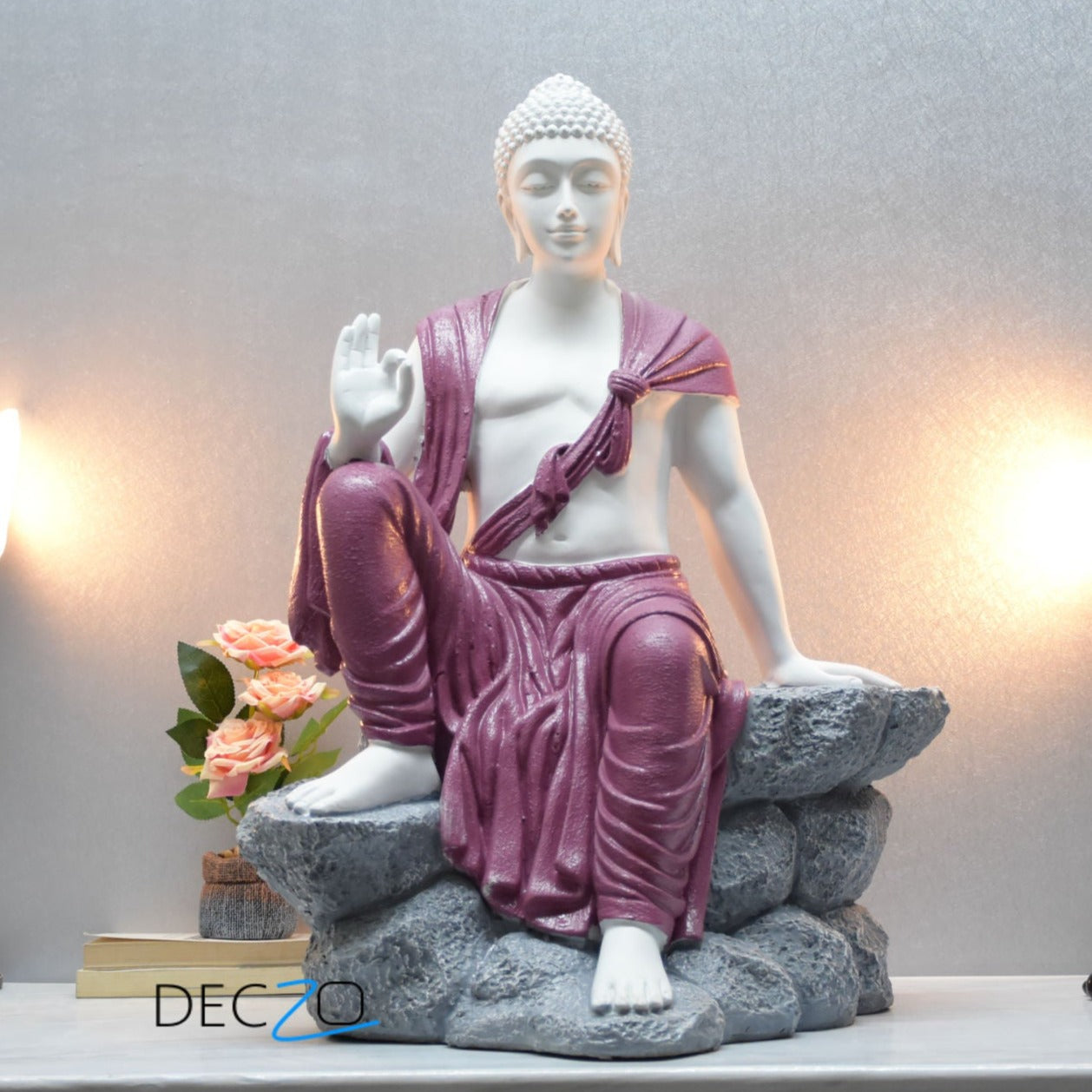 2.4 Feet Blessing Mountain Buddha – Cherry Brown - Deczo
