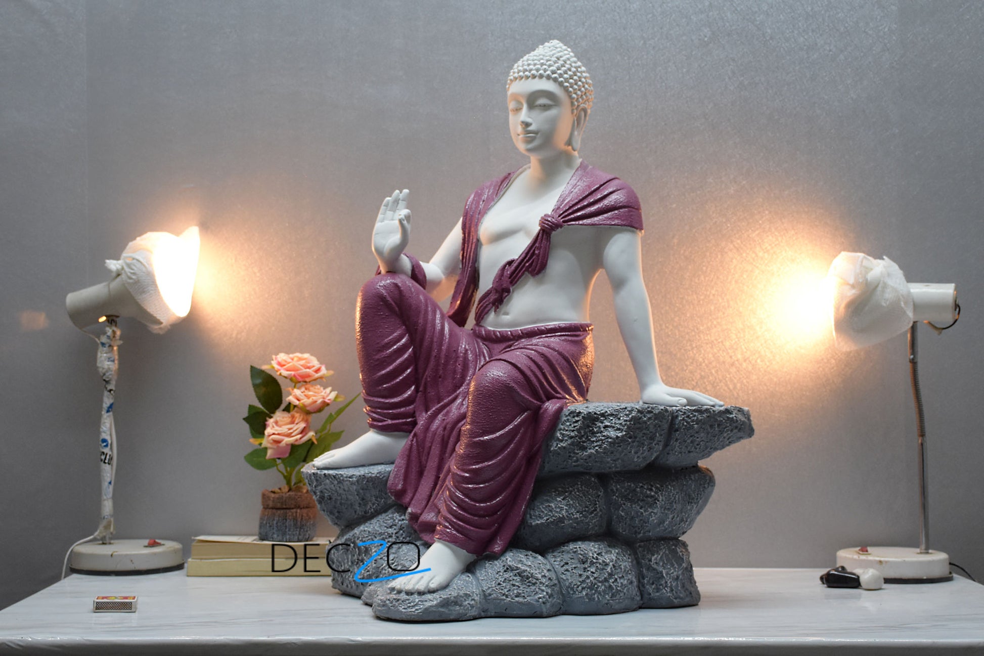 2.4 Feet Blessing Mountain Buddha – Cherry Brown - Deczo