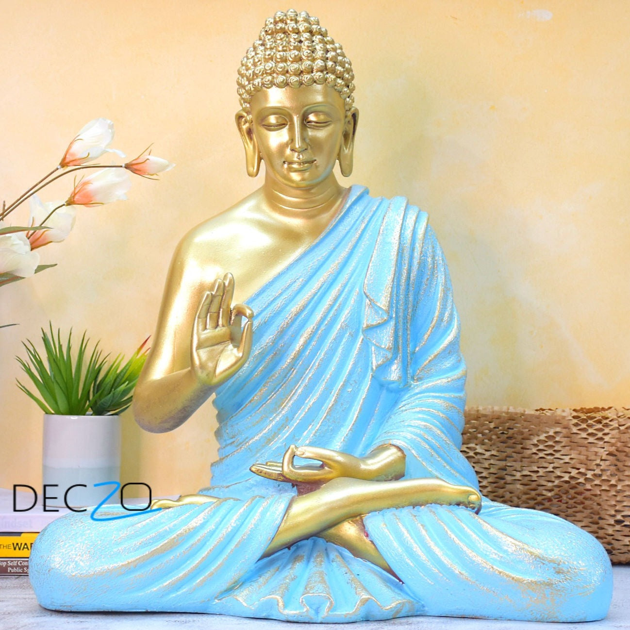2 Feet Serene Blessing Buddha   : Golden Blue - Deczo