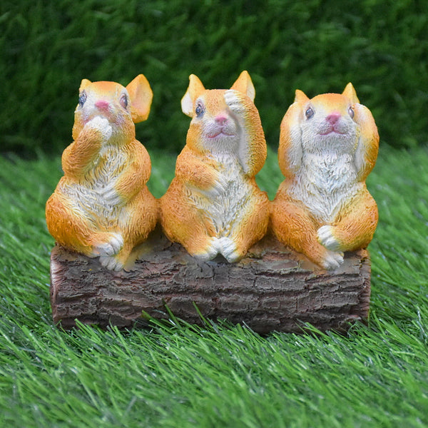 Copy of Rabbits Sitting on Tree Trunk Showpiece :Multicolor