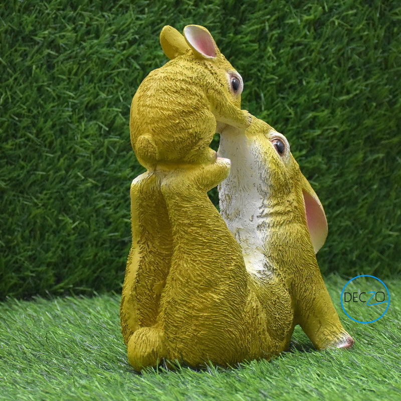 Mother and Baby Rabbits Showpiece : Green