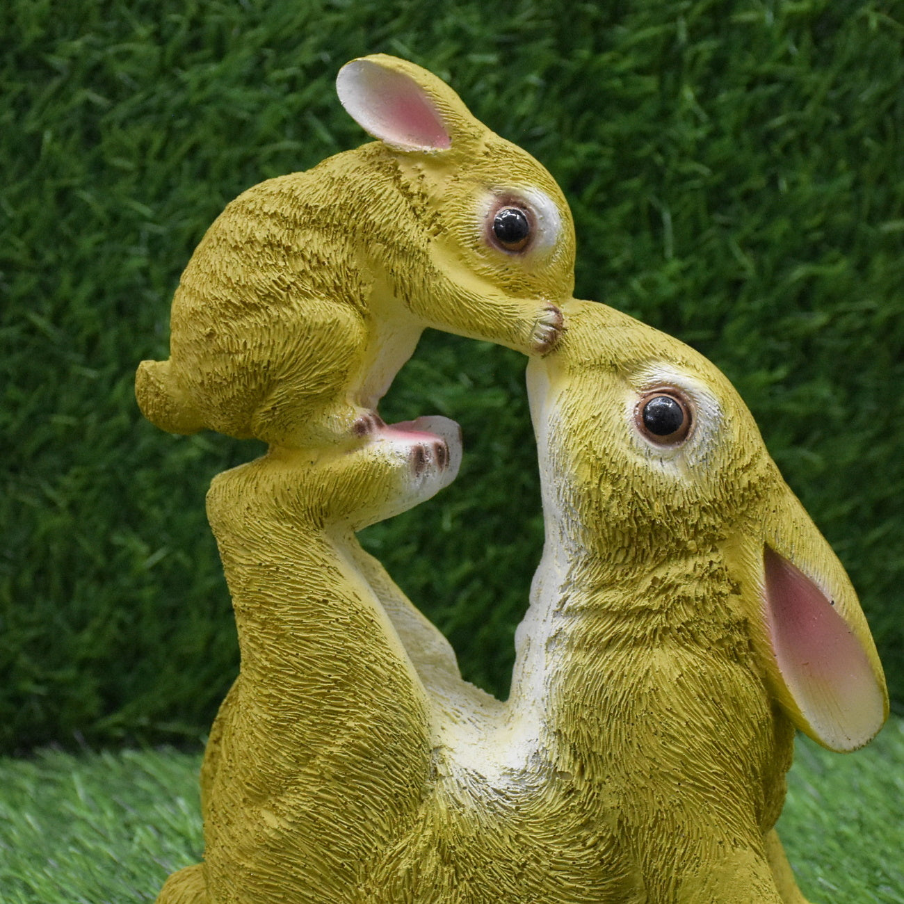 Mother and Baby Rabbits Showpiece : Green