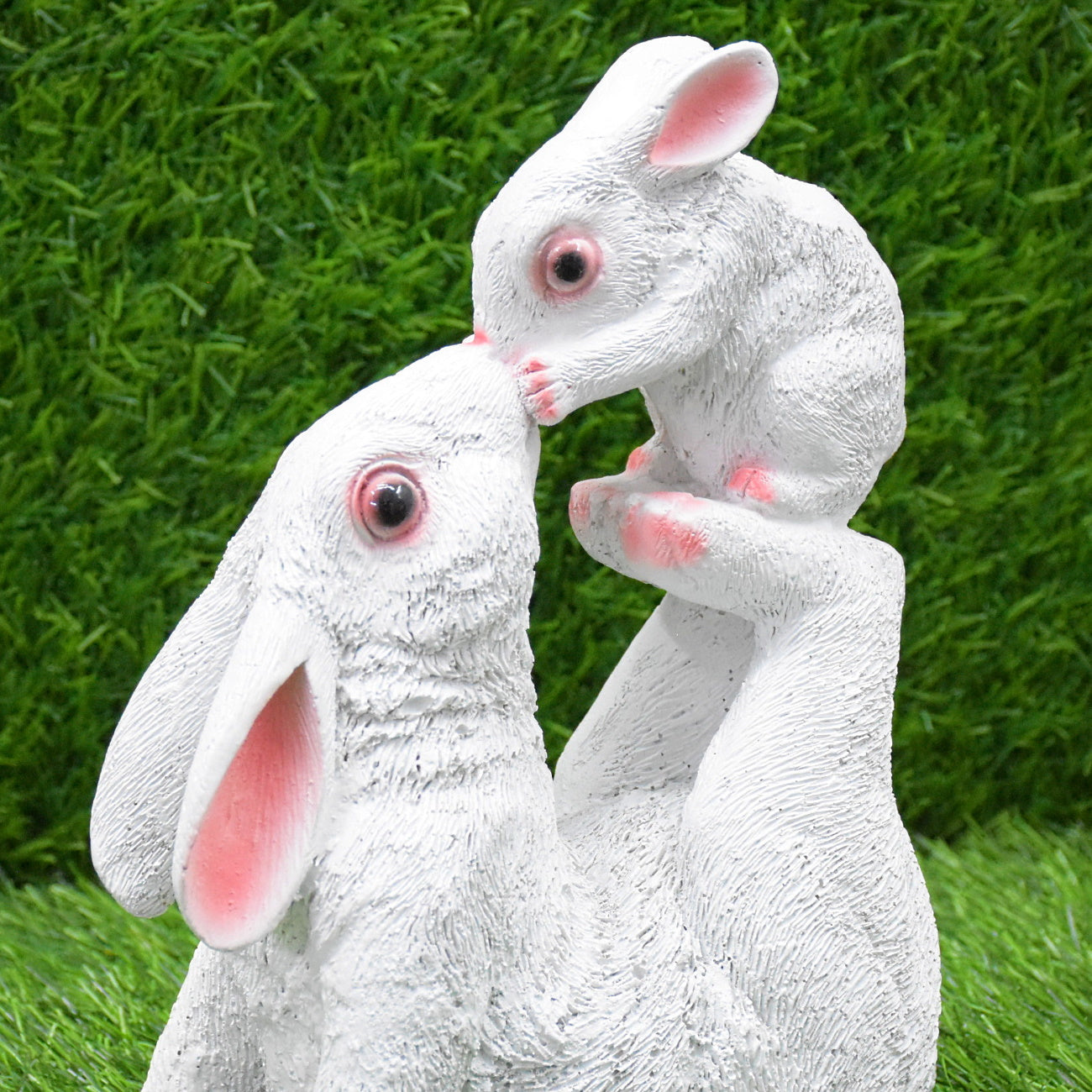Mother and Baby Rabbits Showpiece : White