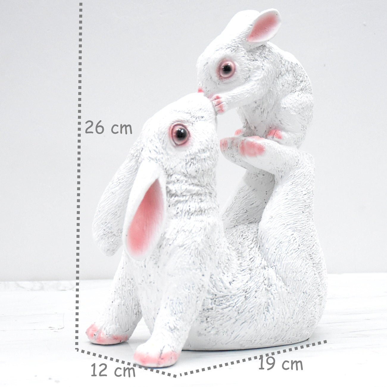 Mother and Baby Rabbits Showpiece : White