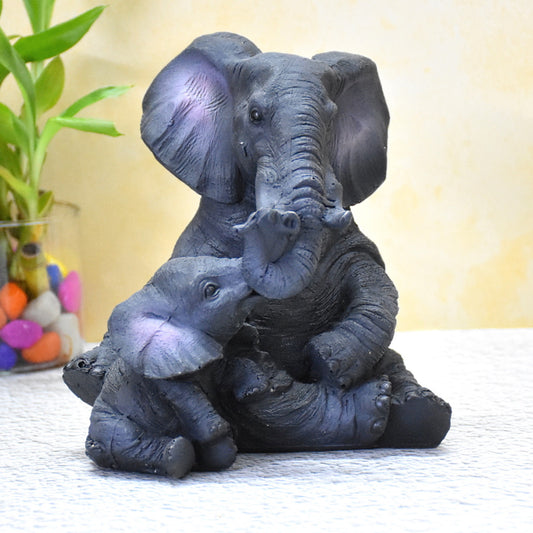 Mother and Baby Elephant Showpiece:Grey