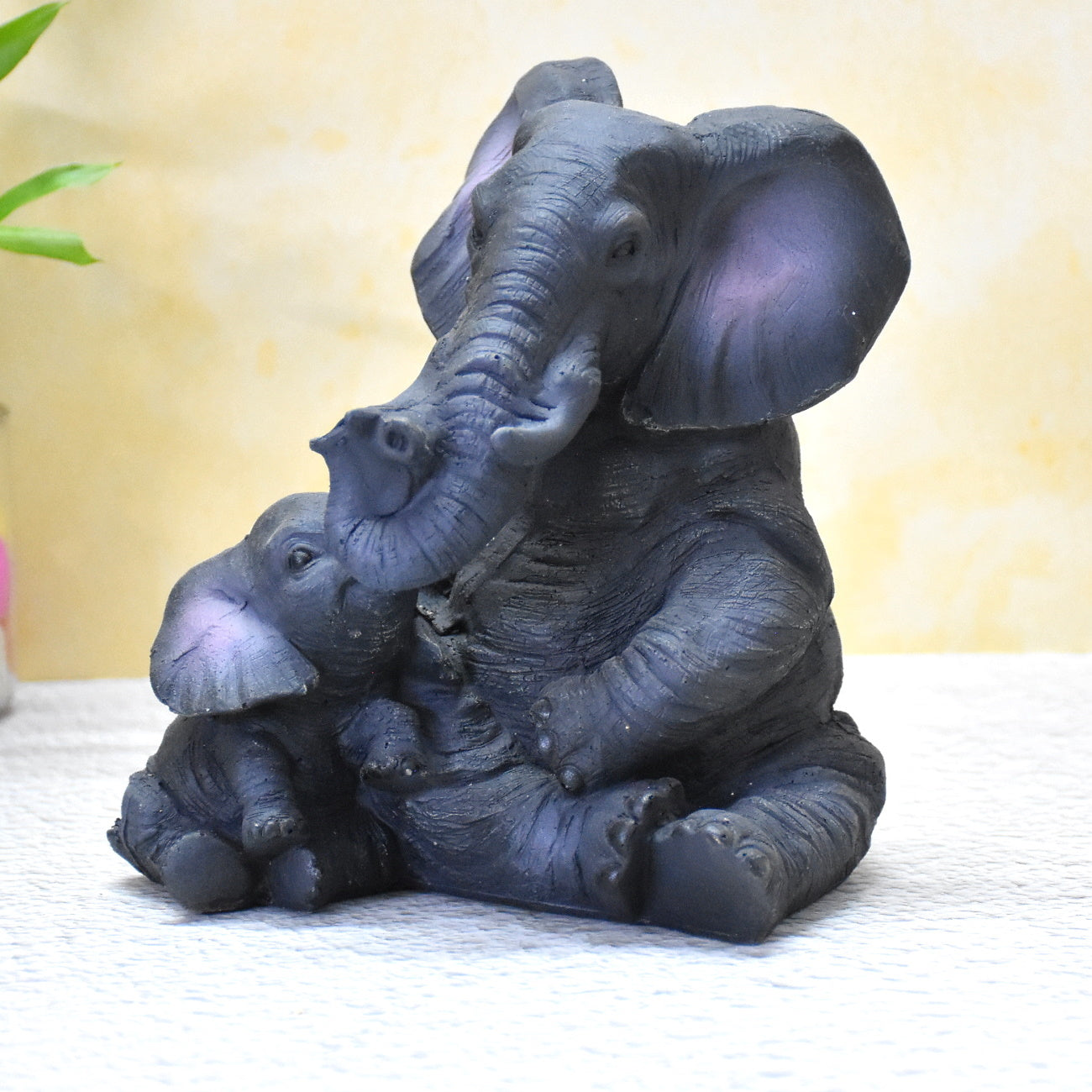 Mother and Baby Elephant Showpiece:Grey