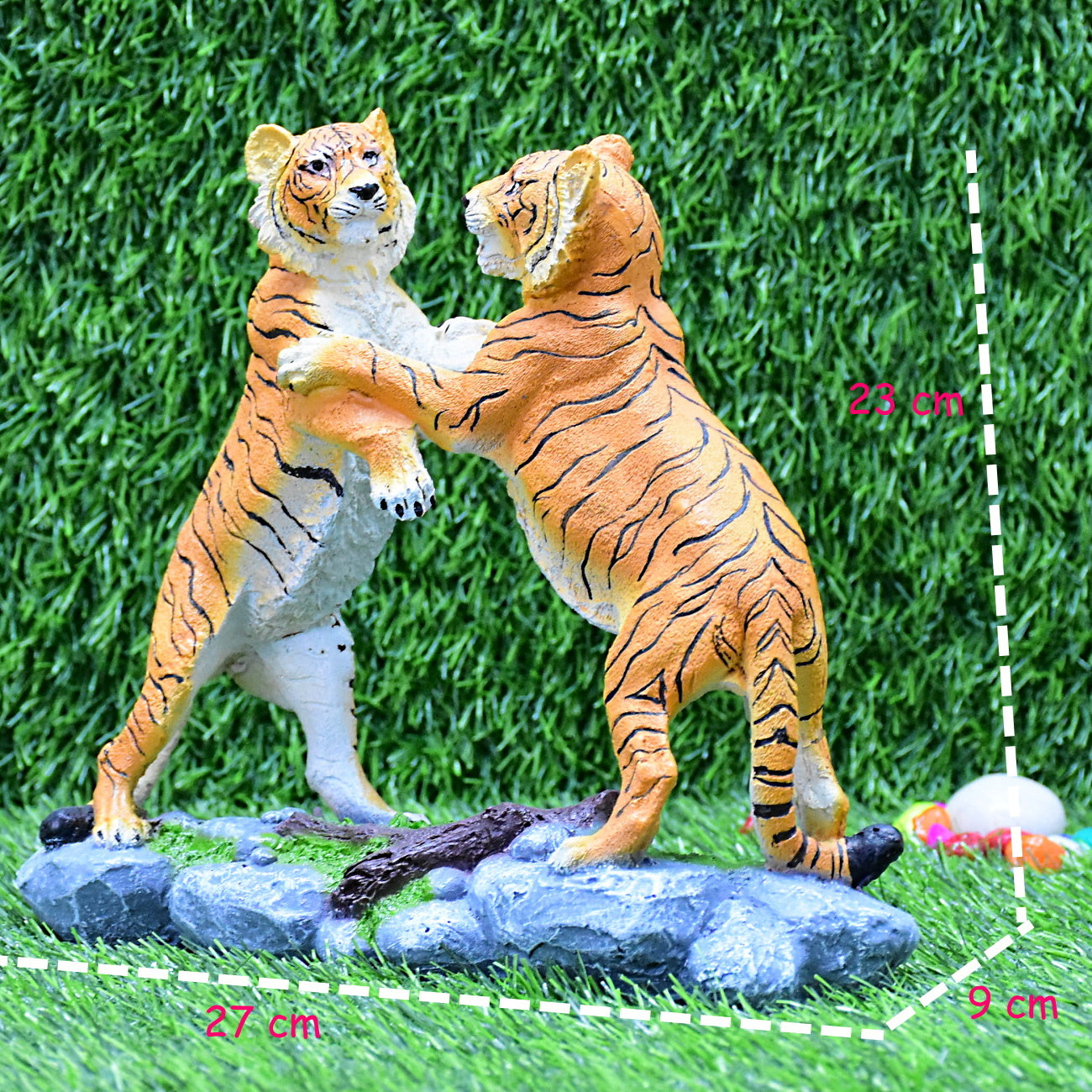 Playing Bengal Tiger  Pair Collectible Wild Cat Animal  Garden Decoration Figurine Statue