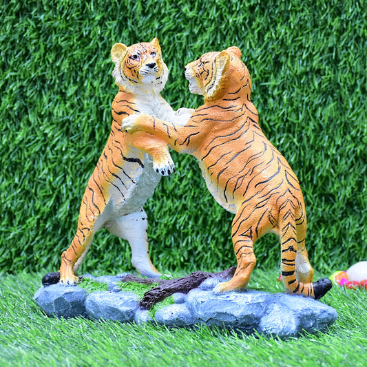 Playing Bengal Tiger  Pair Collectible Wild Cat Animal  Garden Decoration Figurine Statue
