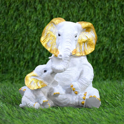 Mother and Baby Elephant Showpiece: White