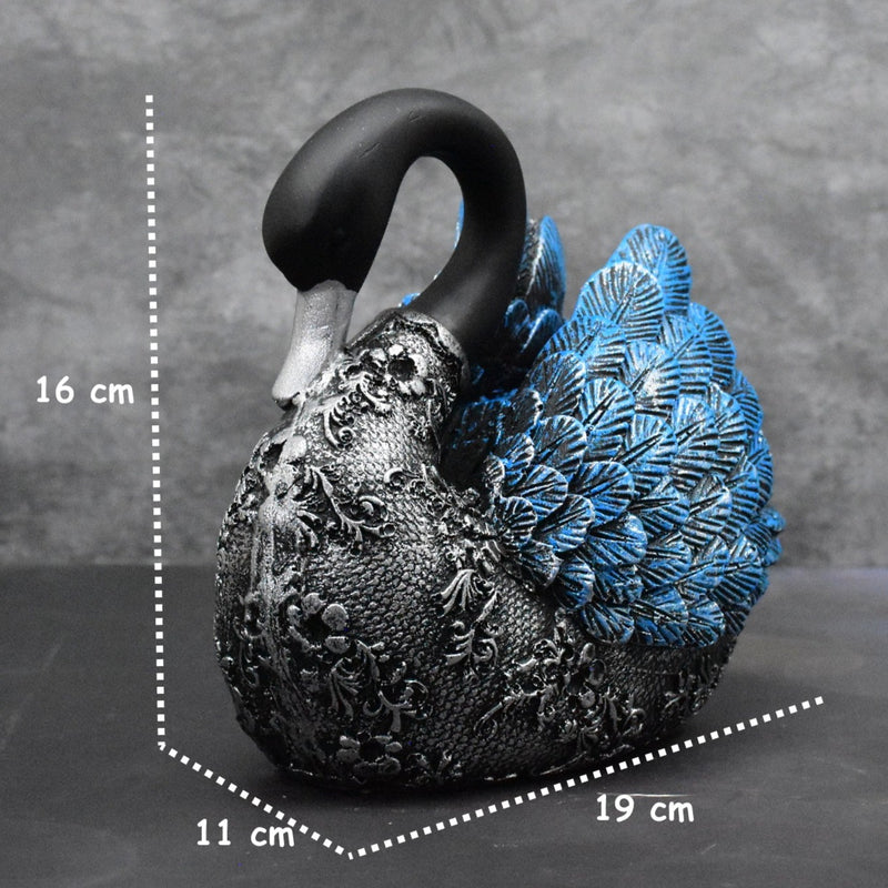 Silver and Blue Toned Textured Swan Showpieces: Set of 2