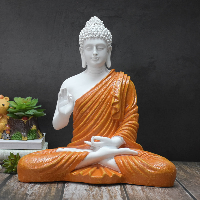 The Healing Spirit Blessing Buddha Statue : 1.25 Feet,Orange