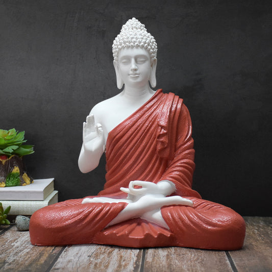 The Healing Spirit Blessing Buddha Statue : 1.25 Feet,Red